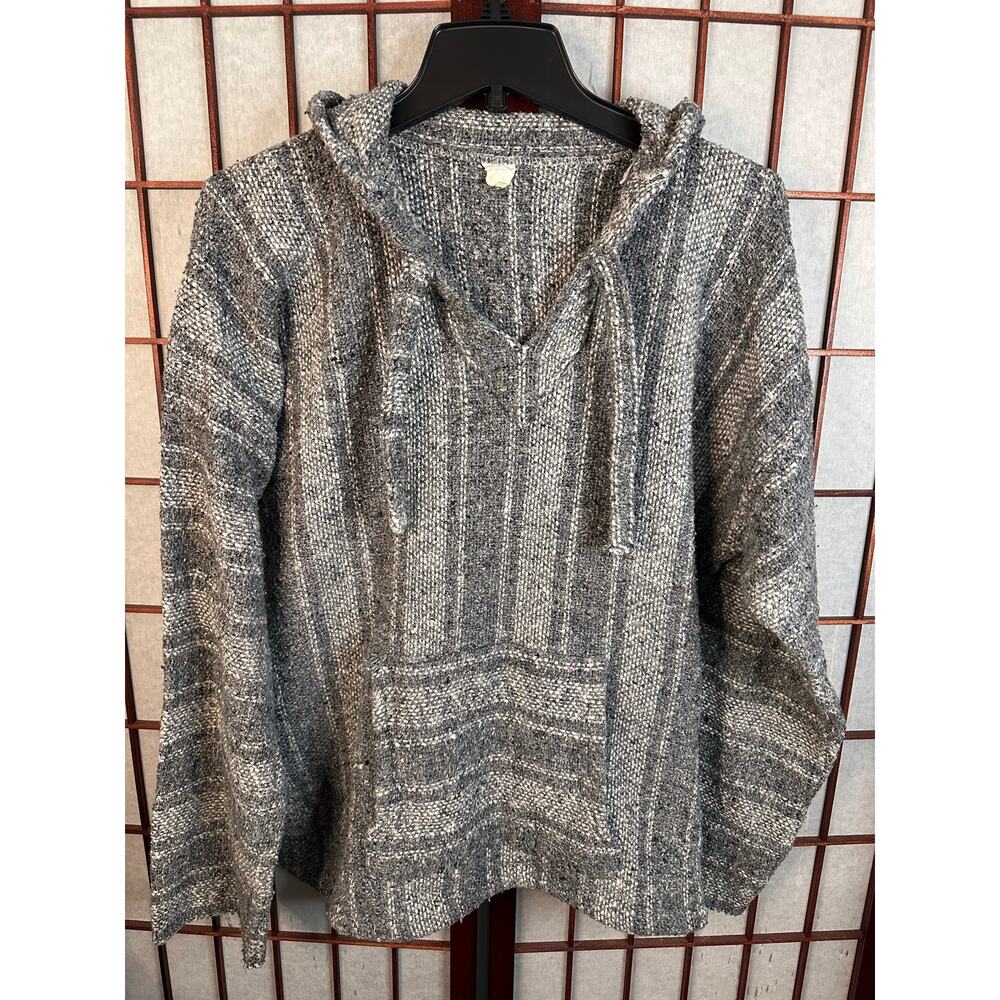 Mexican Baja Hoodie Hippie Surf Poncho Sweater Sweatshirt Pullover Jerga